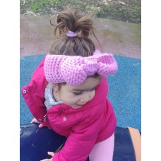 Knitted top knot headband - Pink